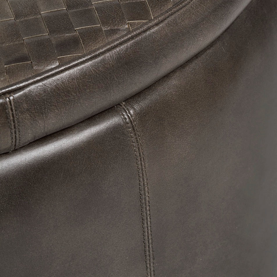 Arturo Leather Storage Pouffe - Peppercorn - Image 8