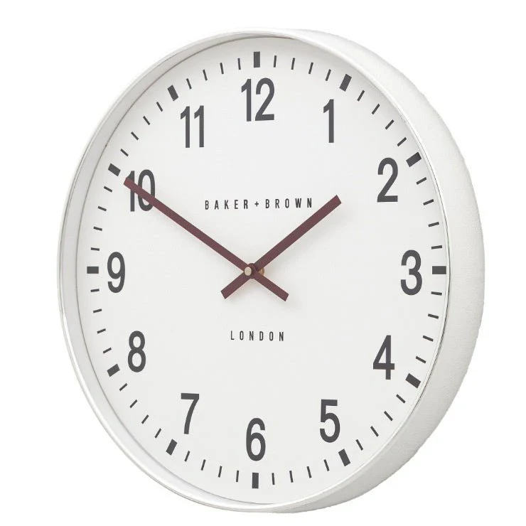 Baker & Brown Cambridge Wall Clock - Chrome (40cm) - Image 6