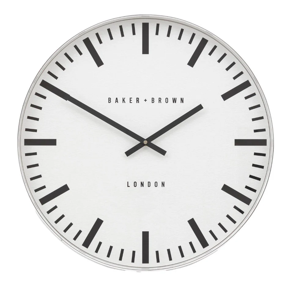 Baker & Brown Longstone Wall Clock - Chrome (50cm/20") - Image 6