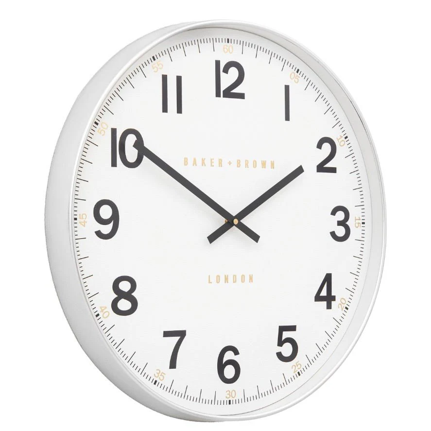 Baker & Brown Whitby Wall Clock - Chrome (50cm/20") - Image 2