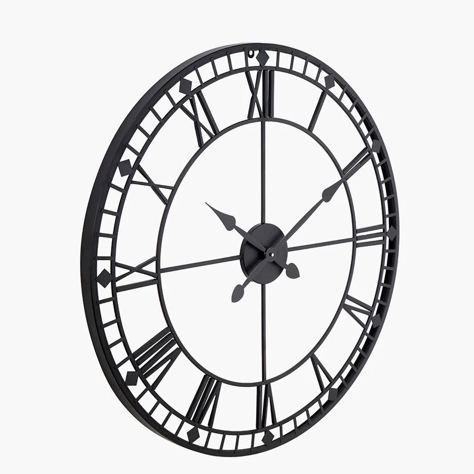 Black Metal Wall Clock (80cm) - Image 3