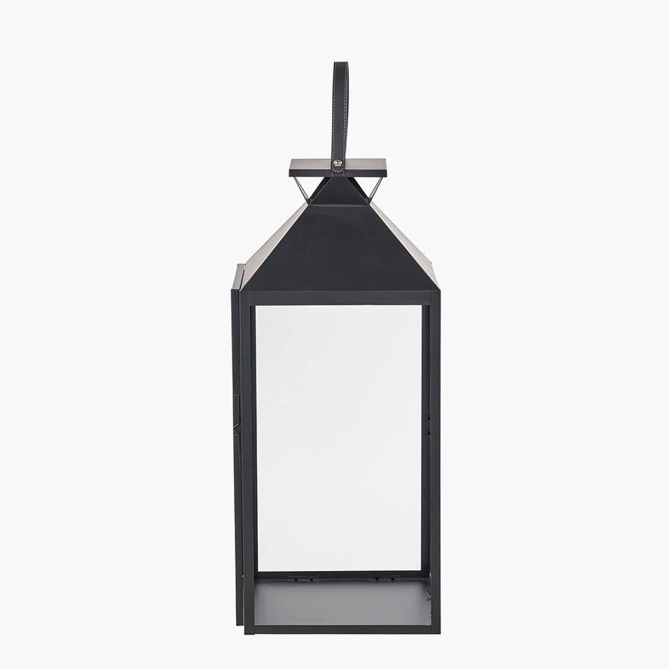 Black Stainless Steel Glass Lantern - Large - Image 6