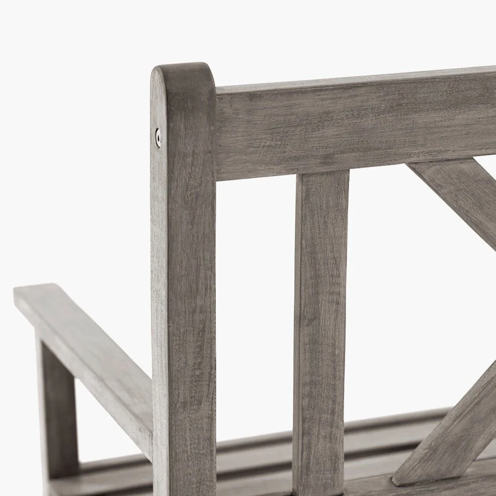 Cambridge Antique Grey Outdoor 3 Seater Acacia Wood Bench - Image 6