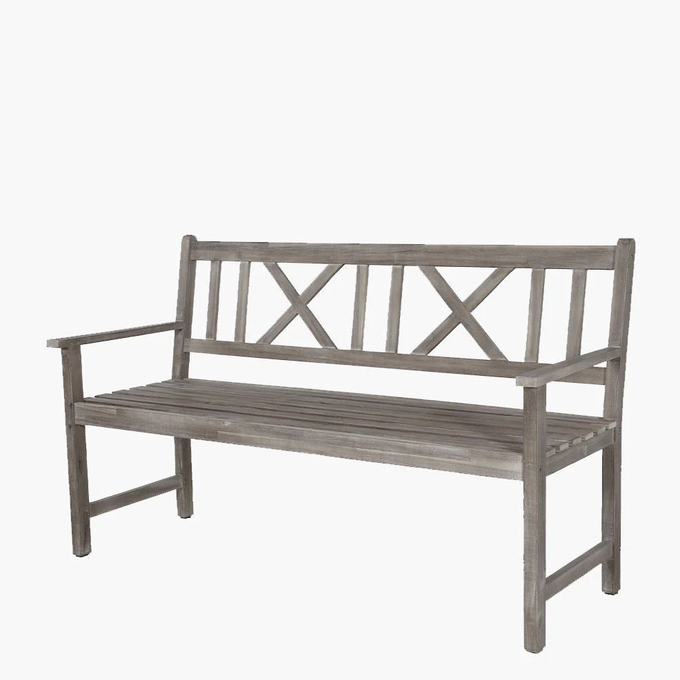 Cambridge Antique Grey Outdoor 3 Seater Acacia Wood Bench - Image 9