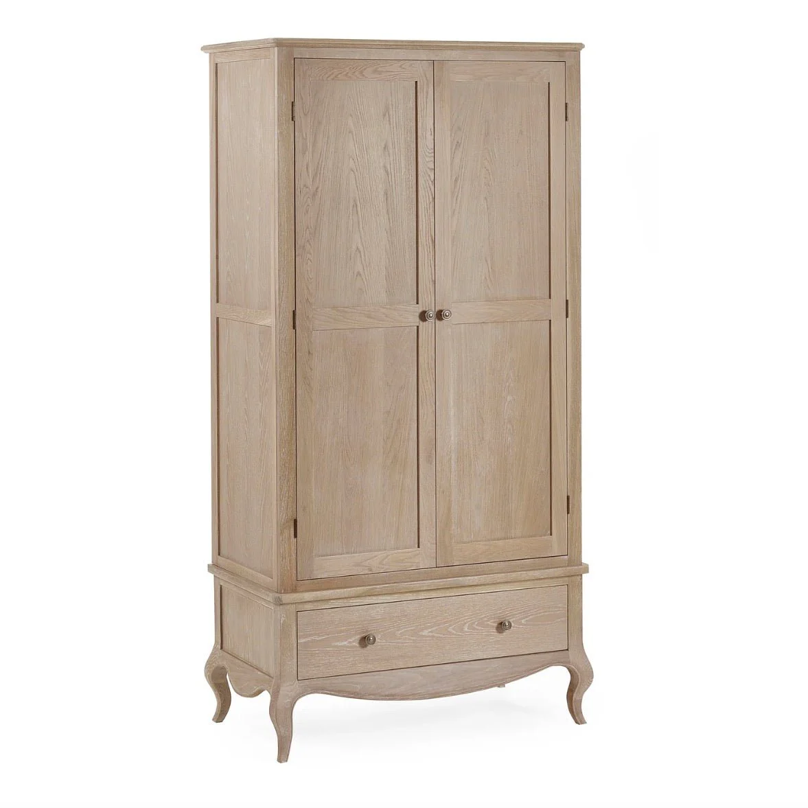 Camille Double Wardrobe with Low Drawer - Limed Oak - Image 4