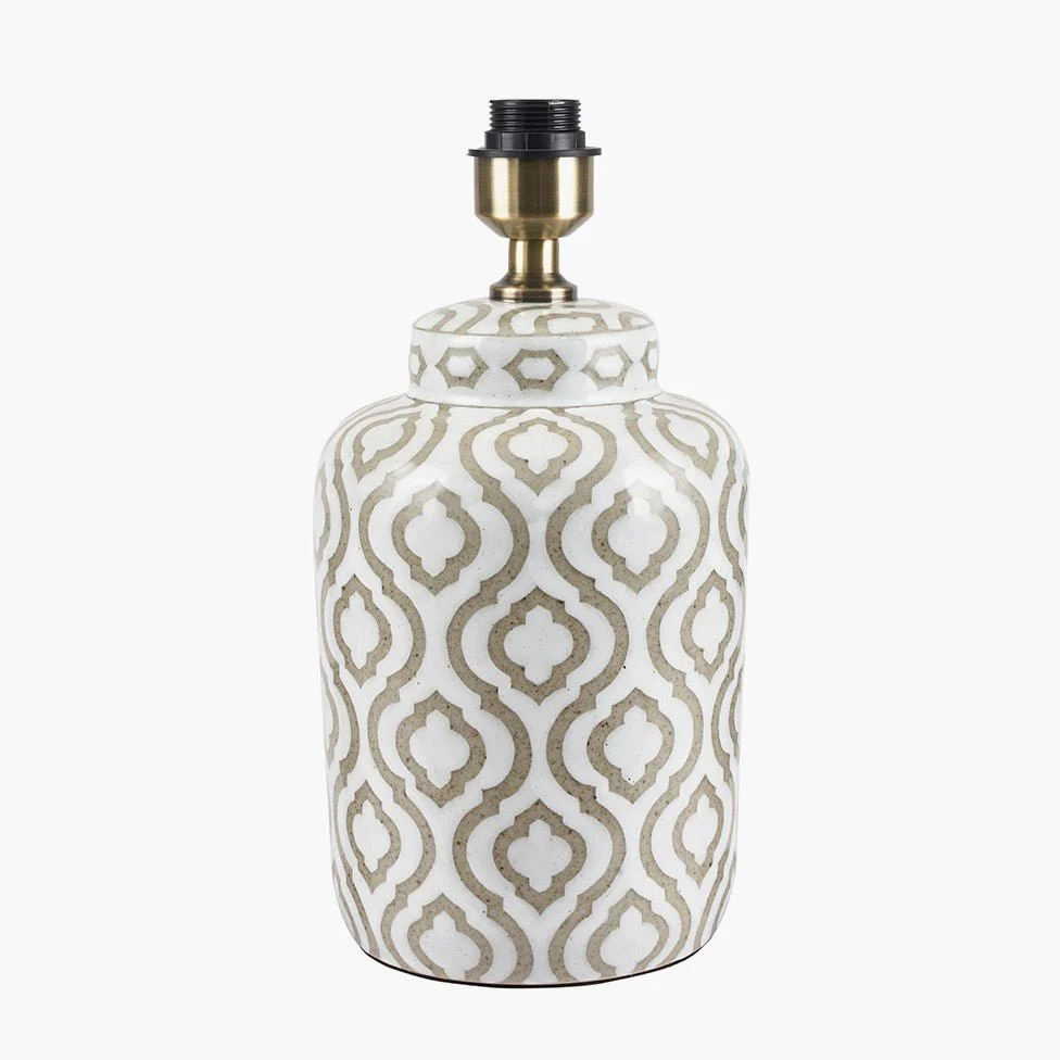 Celia Taupe Pattern Ceramic Lamp - Ivory Shade - Image 7