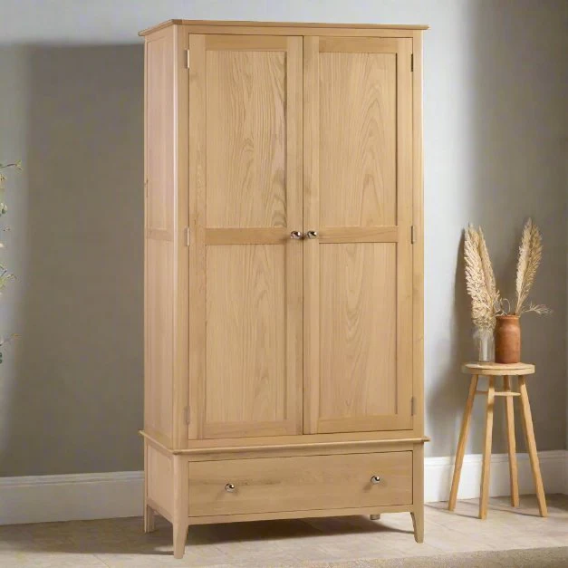 Cotswold Oak 2 Door 1 Drawer Wardrobe - Image 3