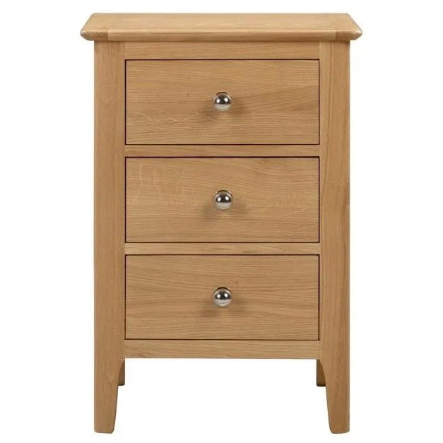 Cotswold Oak 3 Drawer Bedside Table - Image 2