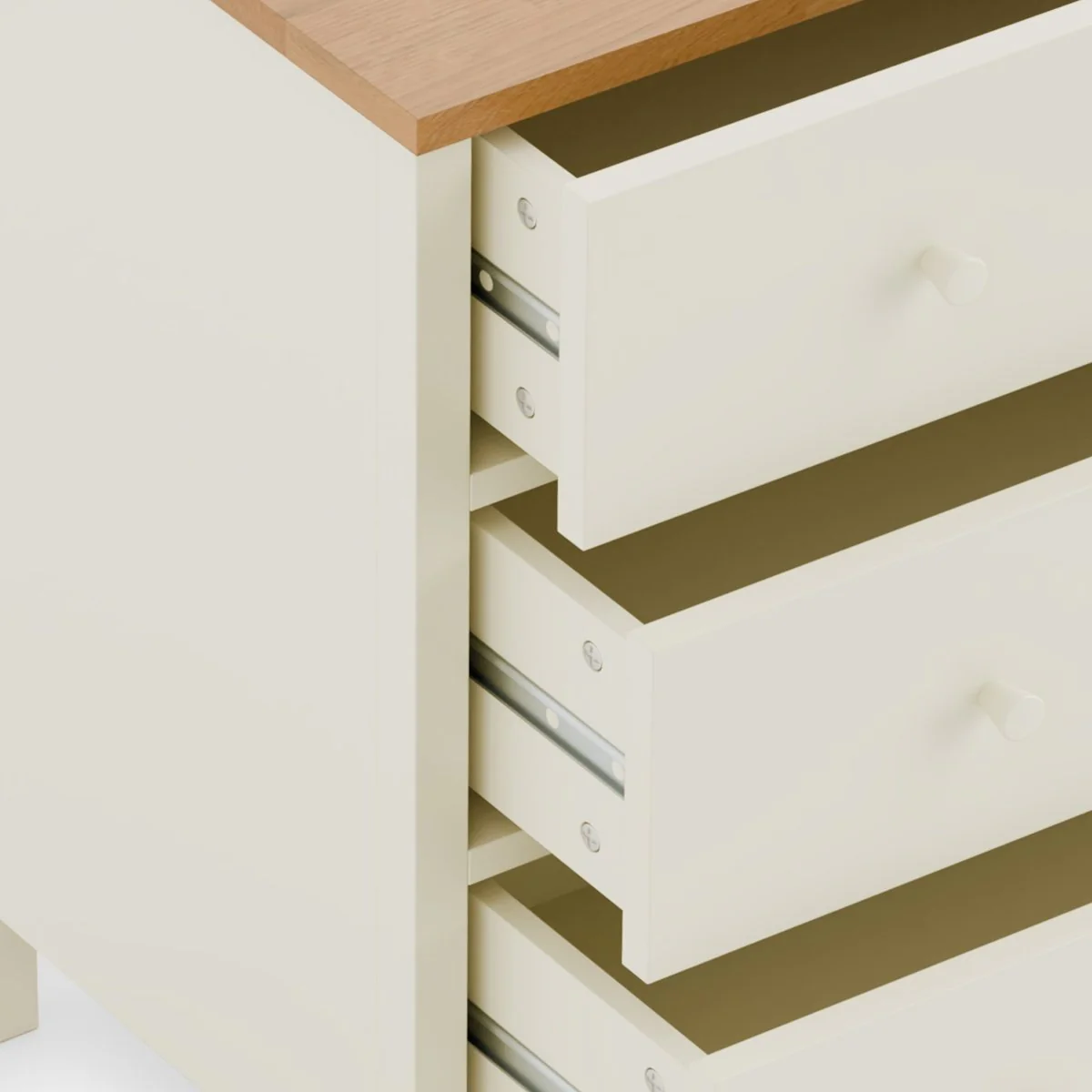 Coxmoor 3 Drawer Chest - Ivory and Oak - Image 5
