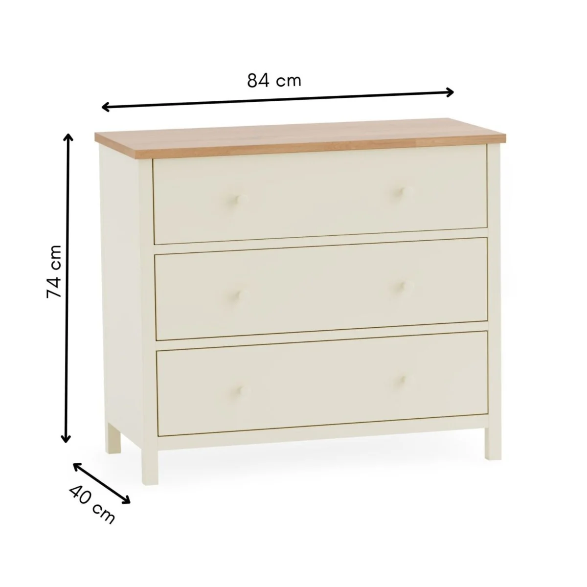 Coxmoor 3 Drawer Chest - Ivory and Oak - Image 8