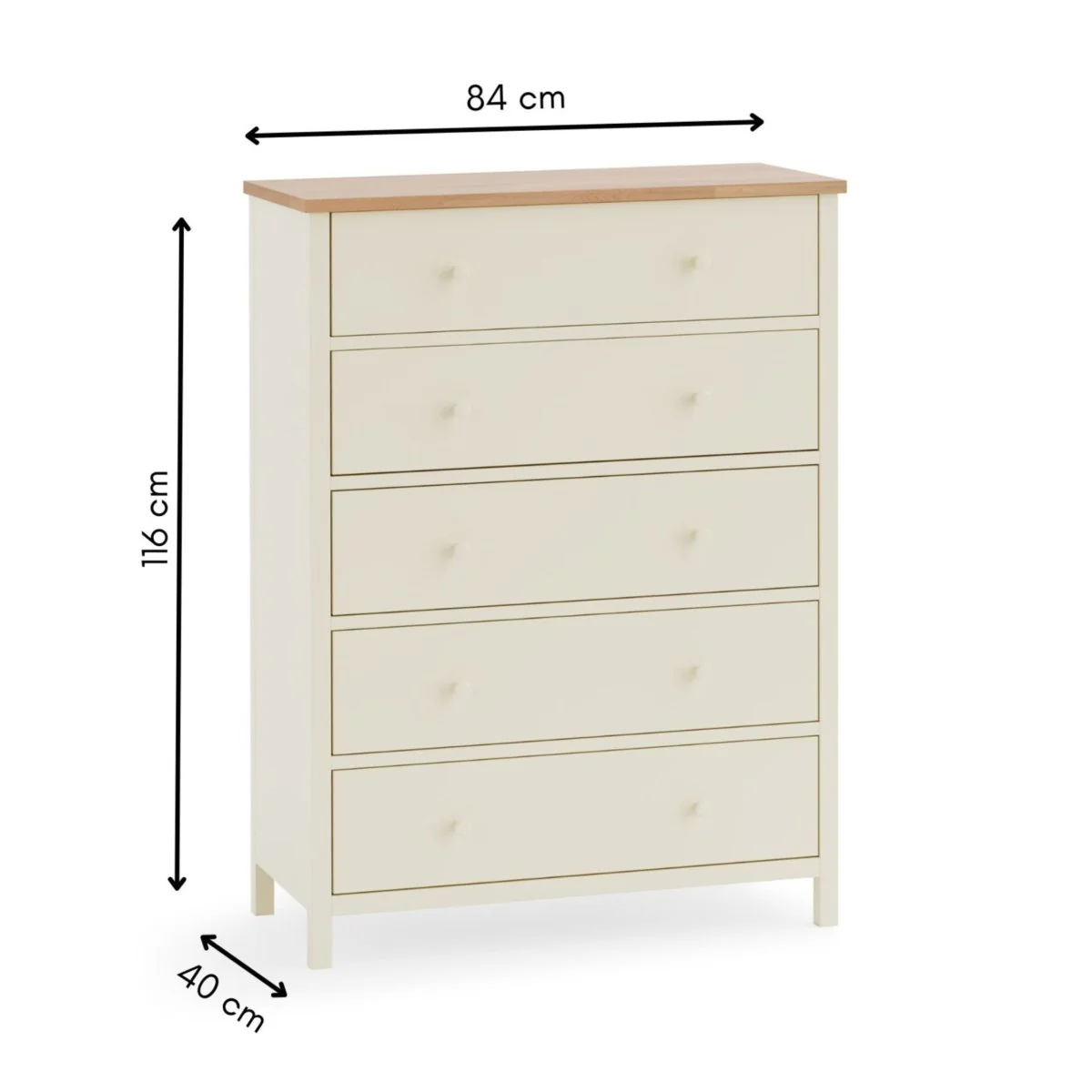 Coxmoor 5 Drawer Wide Chest - Ivory and Oak - Image 8