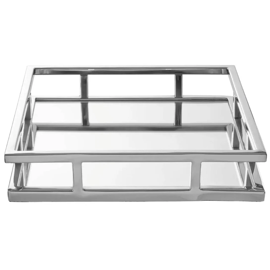 Cruzar Square Mirrored Tray - Silver - Image 2