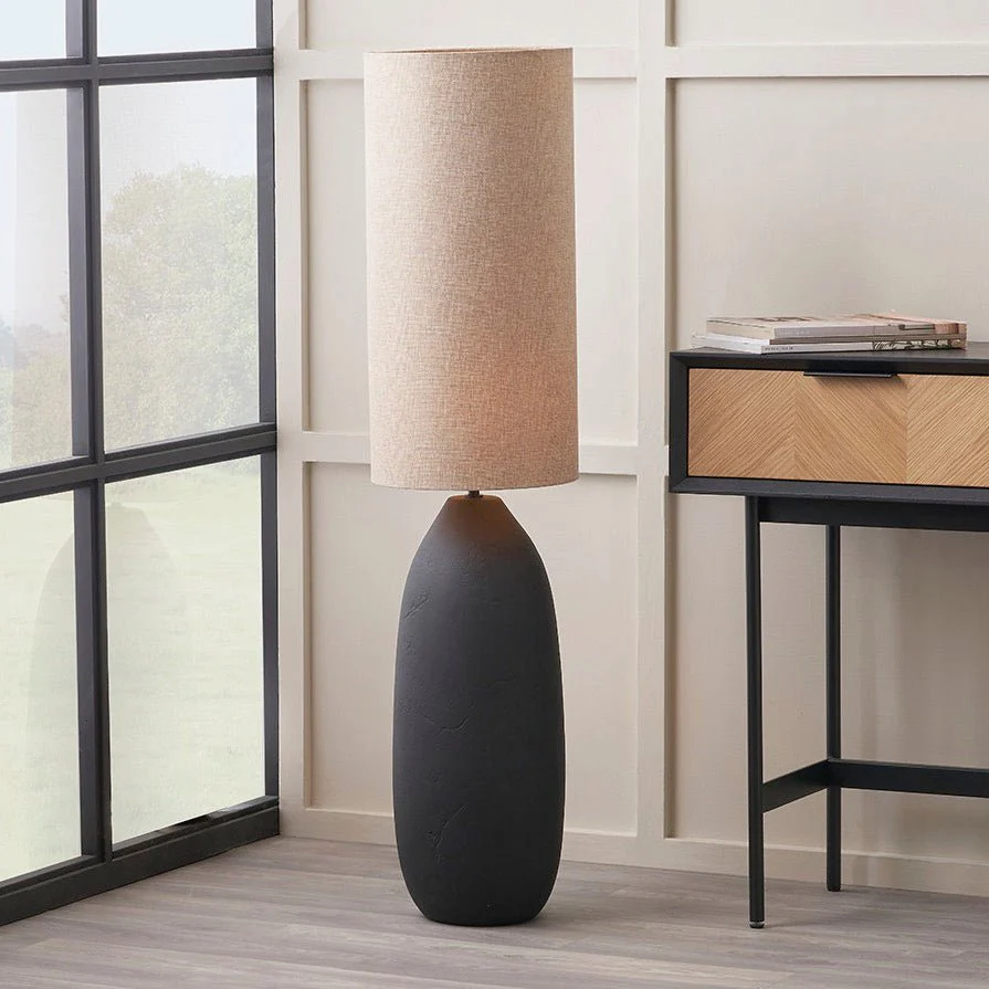 Erika Textured Ceramic Floor Lamp - Black