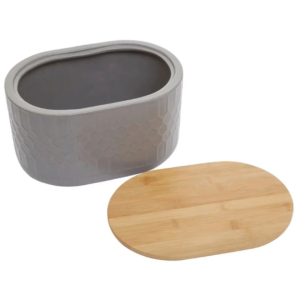 Geome Grey Bread Bin in Stoneware - Image 4