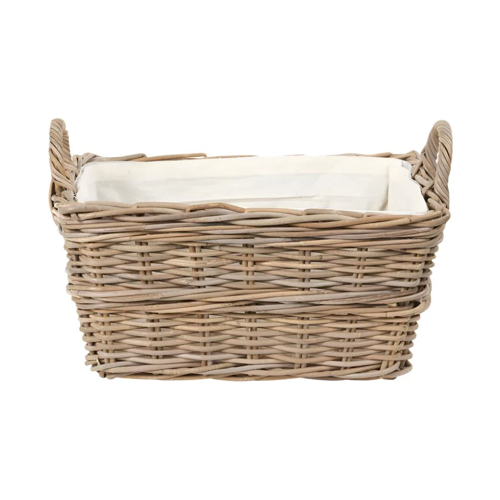 Grey Kubu Rectangular Handled Basket - Image 3