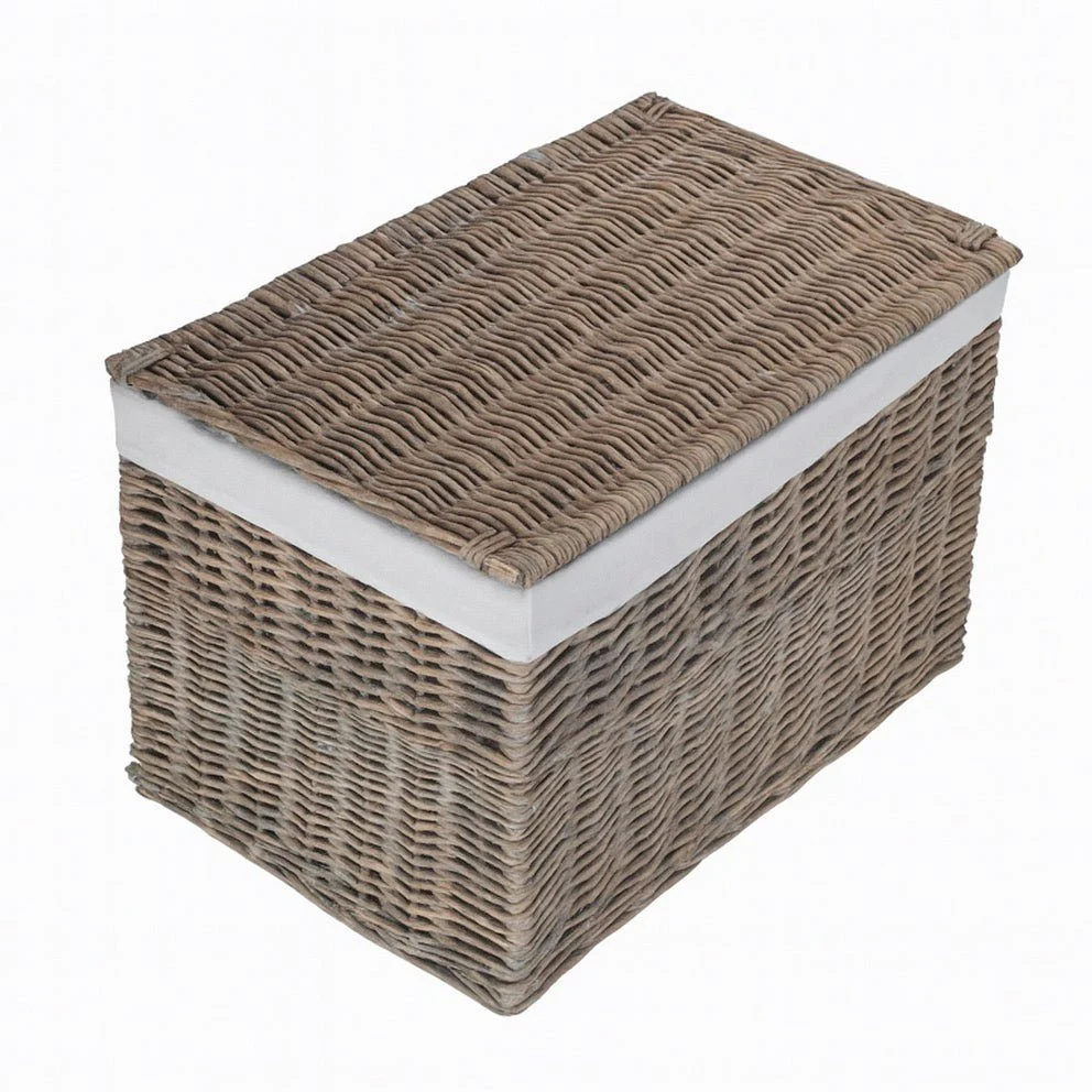 Grey Wash Rectangular Lidded Basket - 72cm - Image 4
