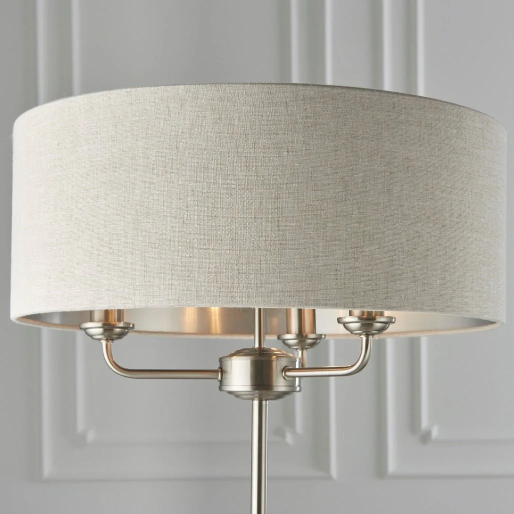 Highclere 3 Light Floor Lamp - Chrome/Natural - Image 3