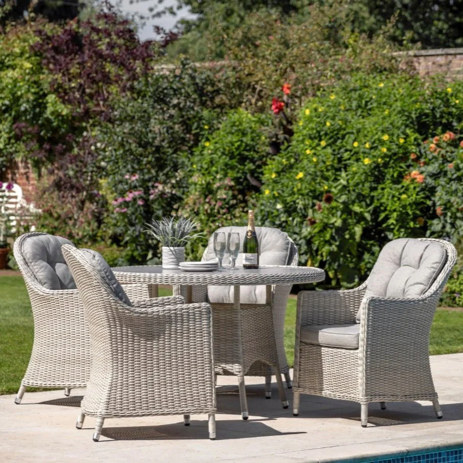 Holton 4 Seater Round Dining Table Set - Stone