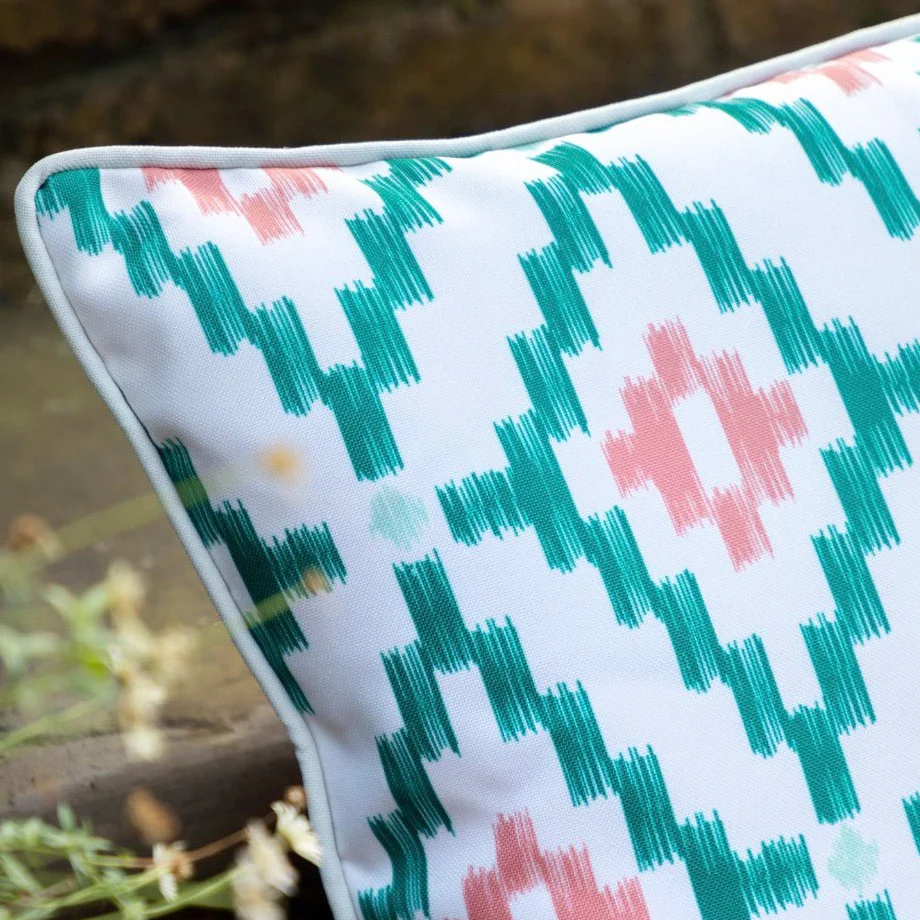 Indoor/Outdoor Aroha Geo Printed Cushion - Apricot - Image 4