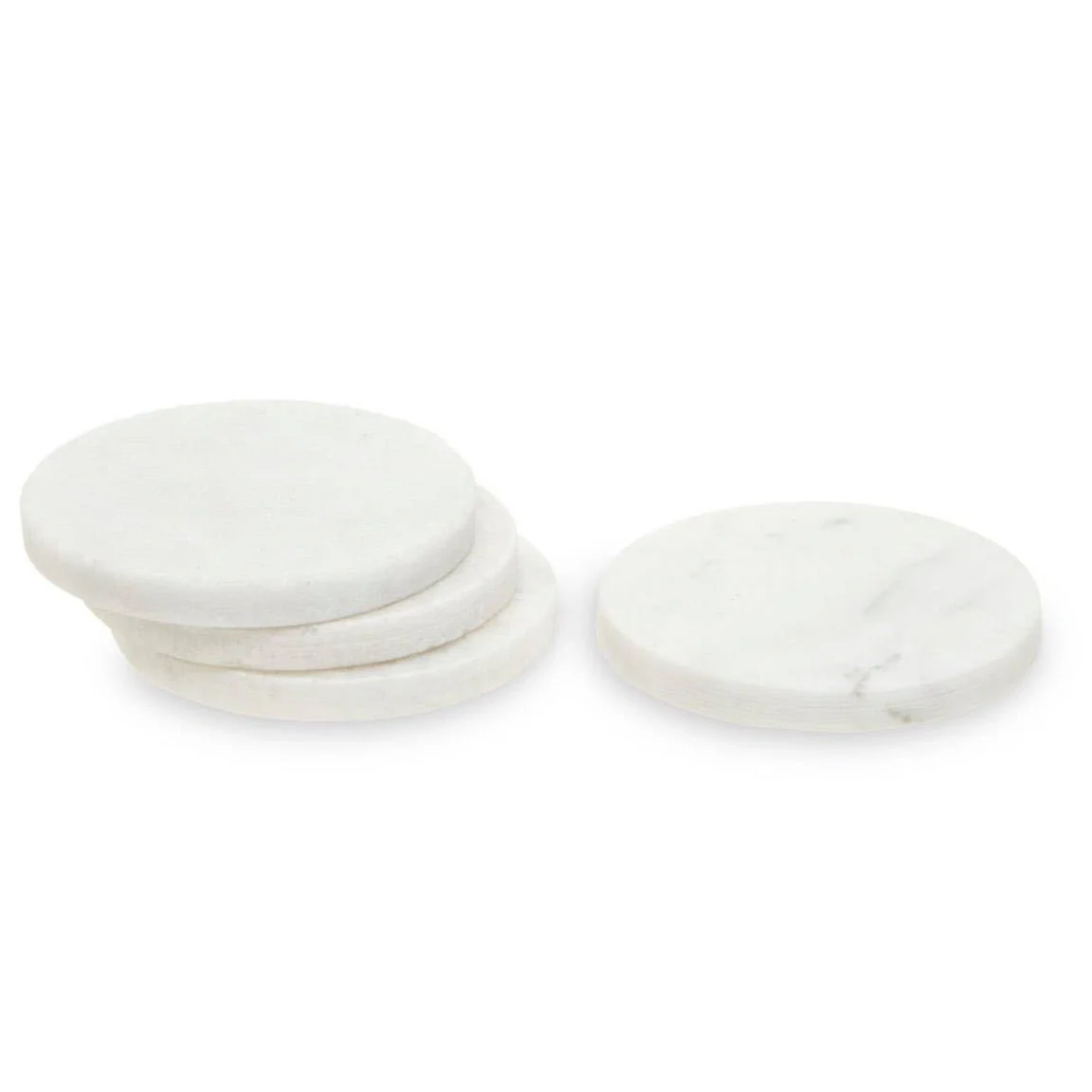 Kindia Set of 4 White Marble Round Coasters - Image 2