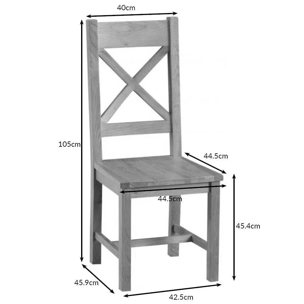 Kirdford Oak Cross Back Chair - Wooden Seat (Pair) - Image 10