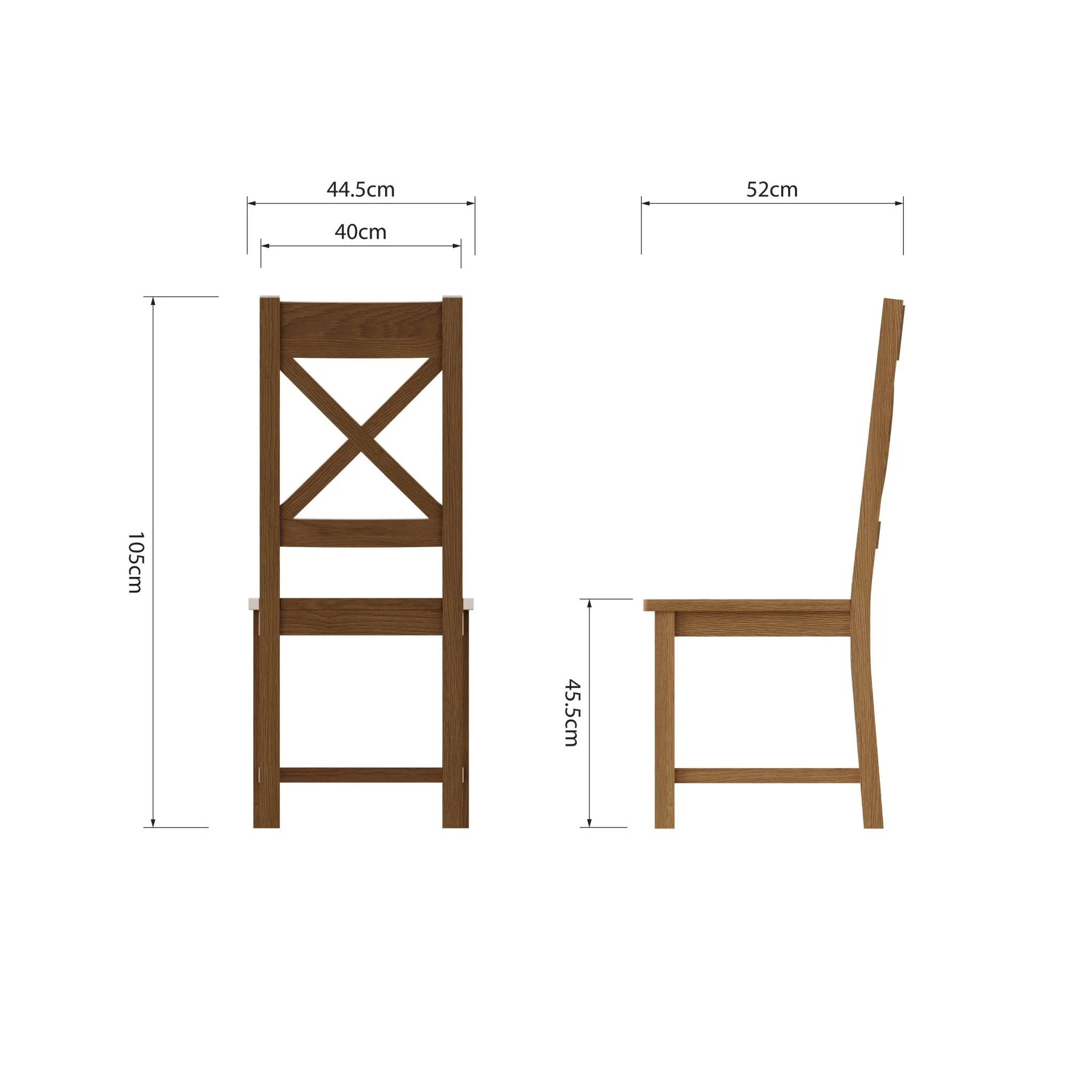 Kirdford Oak Cross Back Chair - Wooden Seat (Pair) - Image 11
