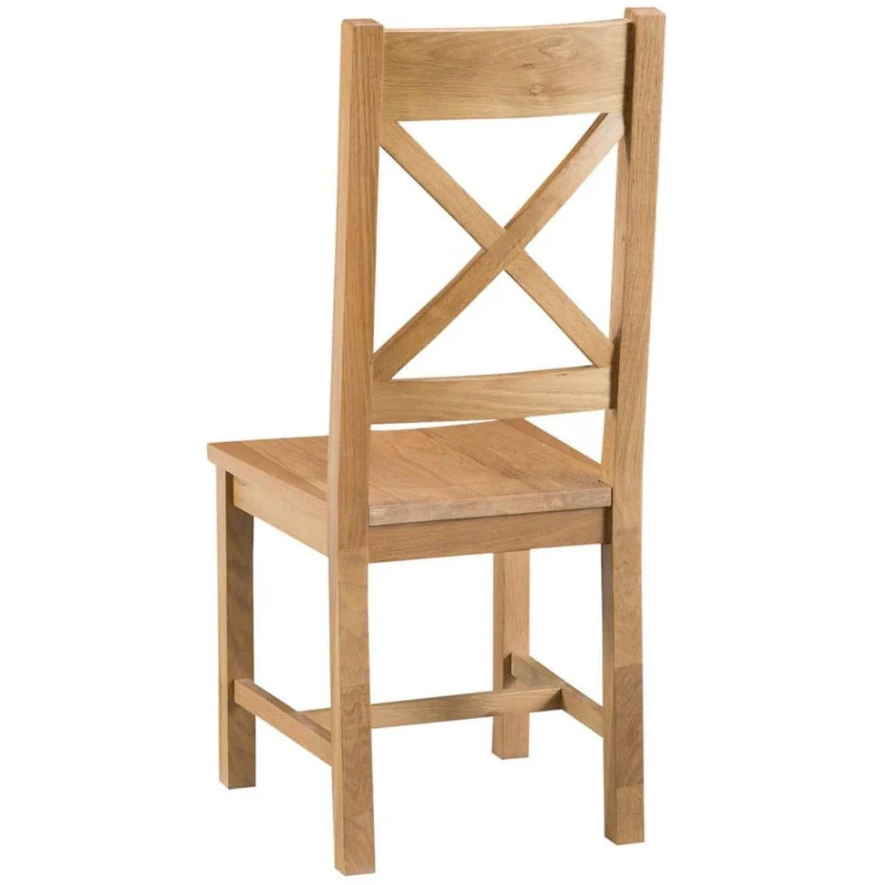 Kirdford Oak Cross Back Chair - Wooden Seat (Pair) - Image 3