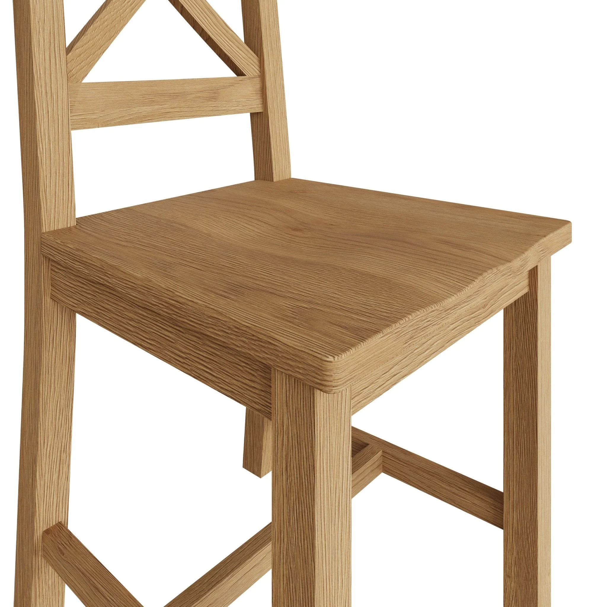 Kirdford Oak Cross Back Chair - Wooden Seat (Pair) - Image 4