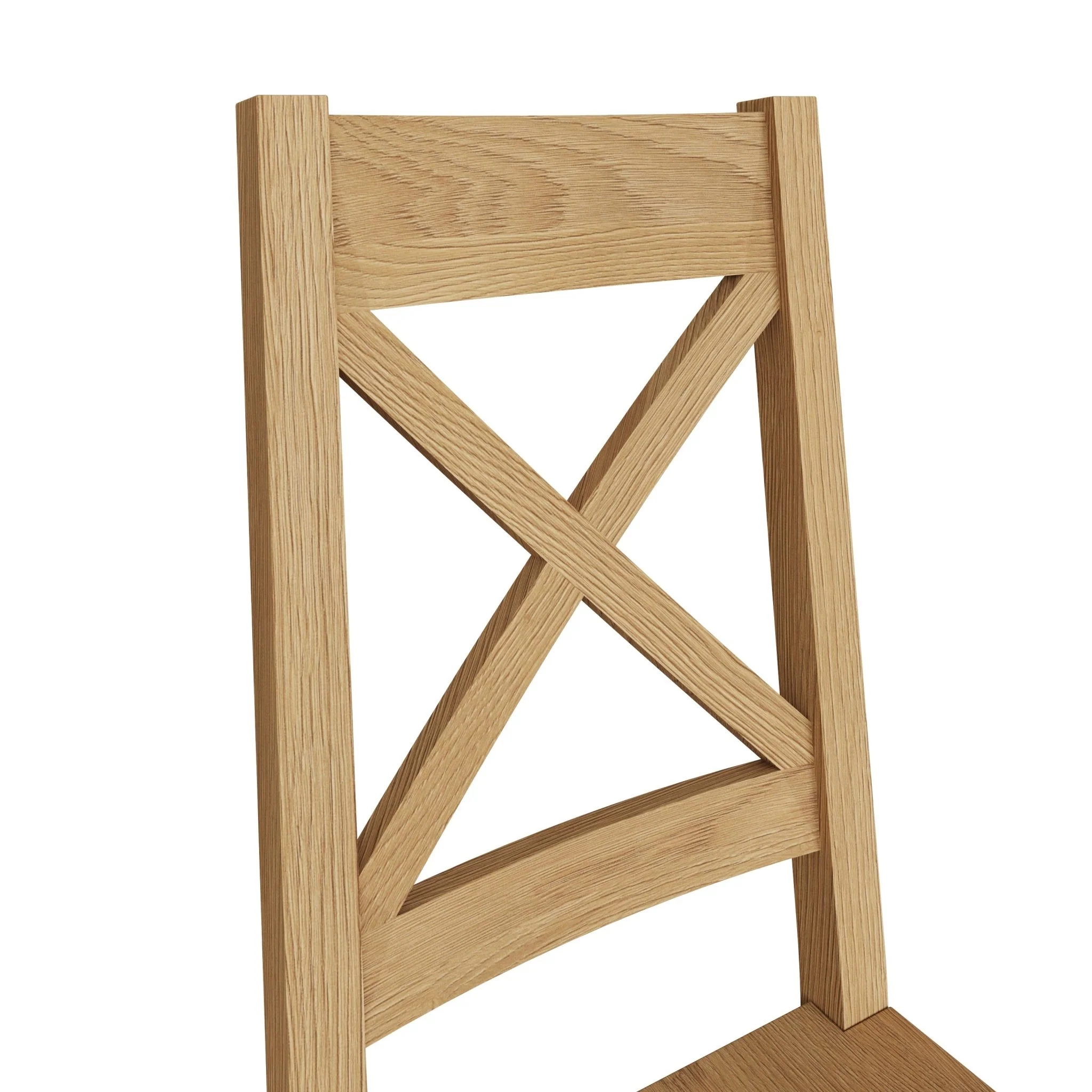 Kirdford Oak Cross Back Chair - Wooden Seat (Pair) - Image 6