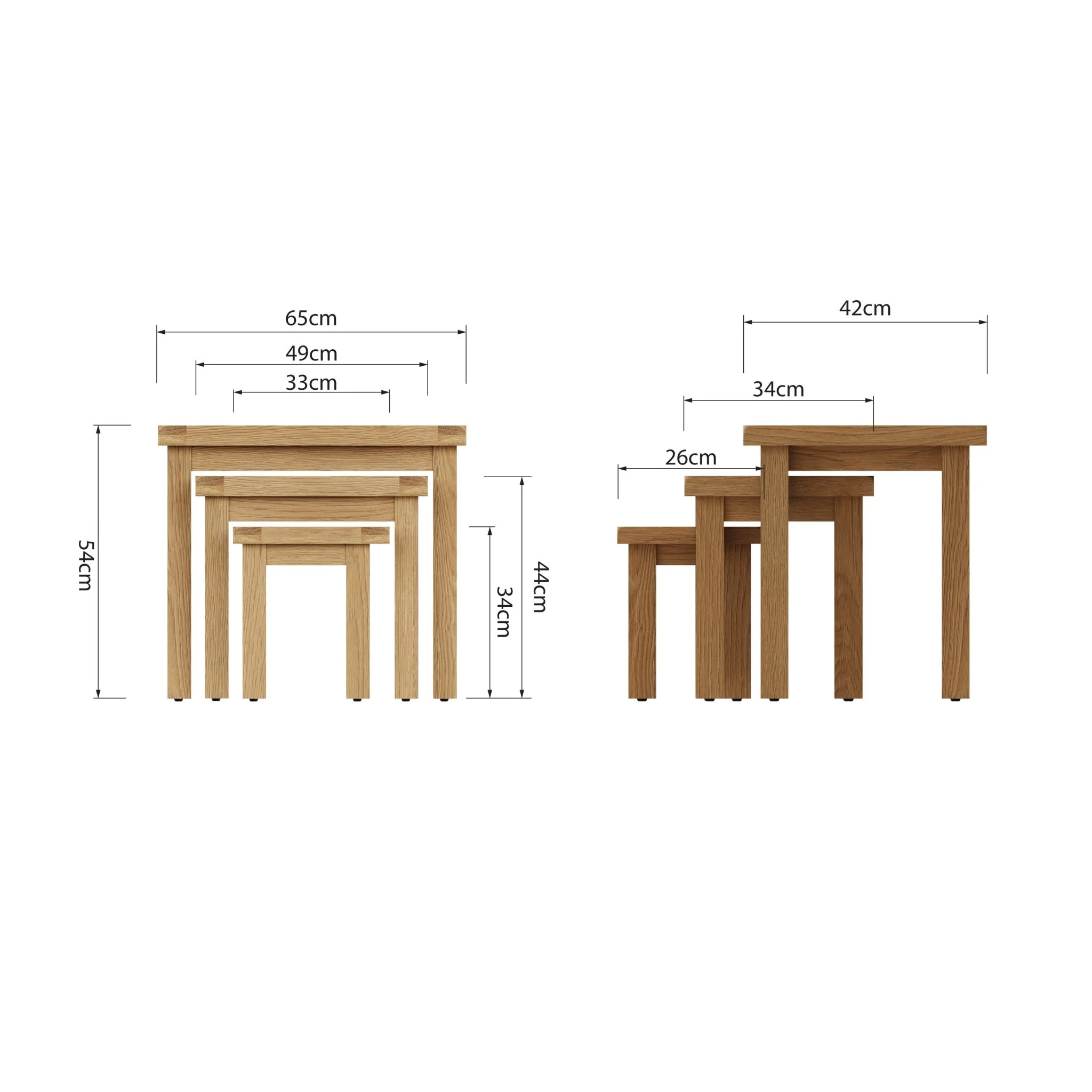 Kirdford Oak Nest of 3 Tables - Image 7