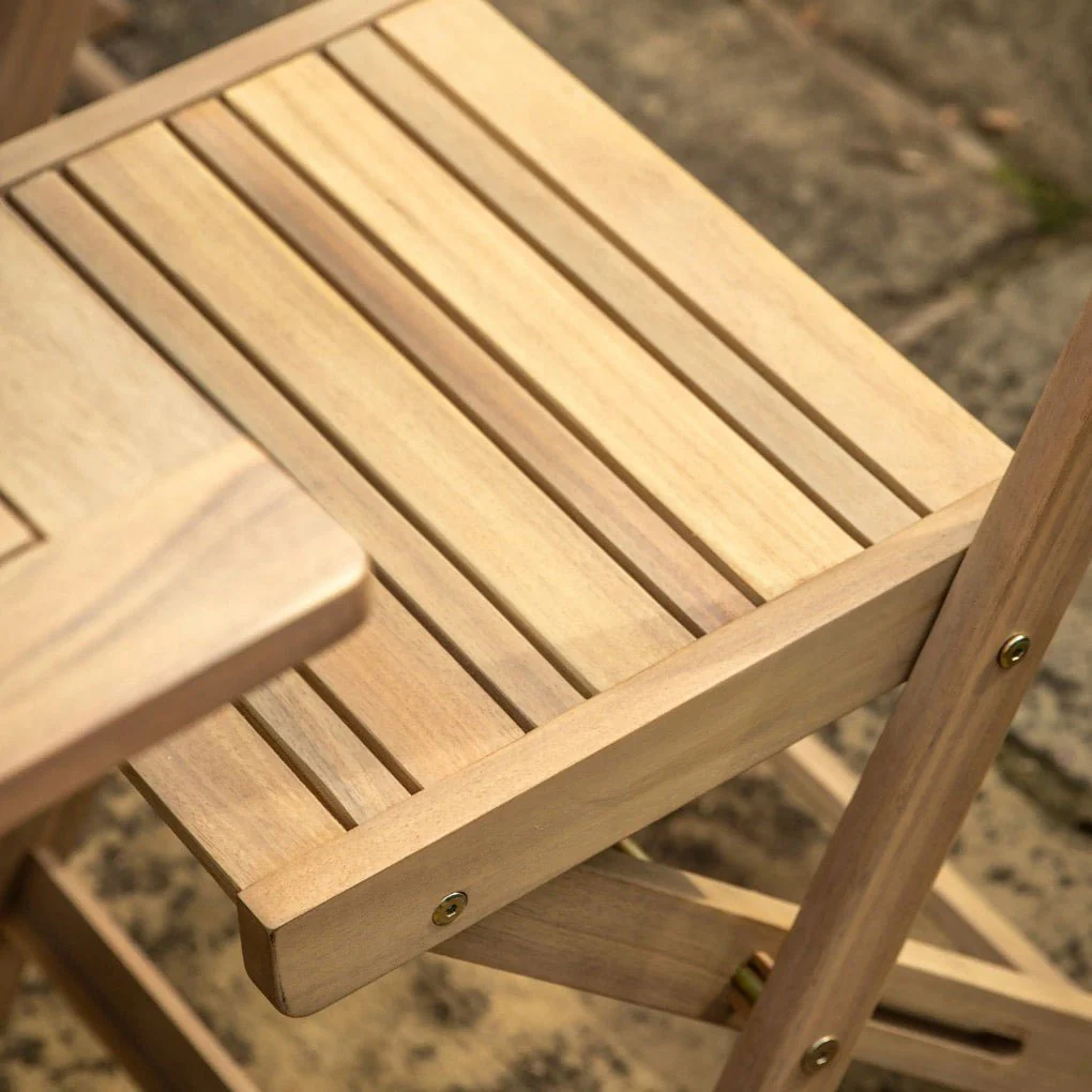 Lindos Folding 4 Seater Dining Set - Natural - Image 3