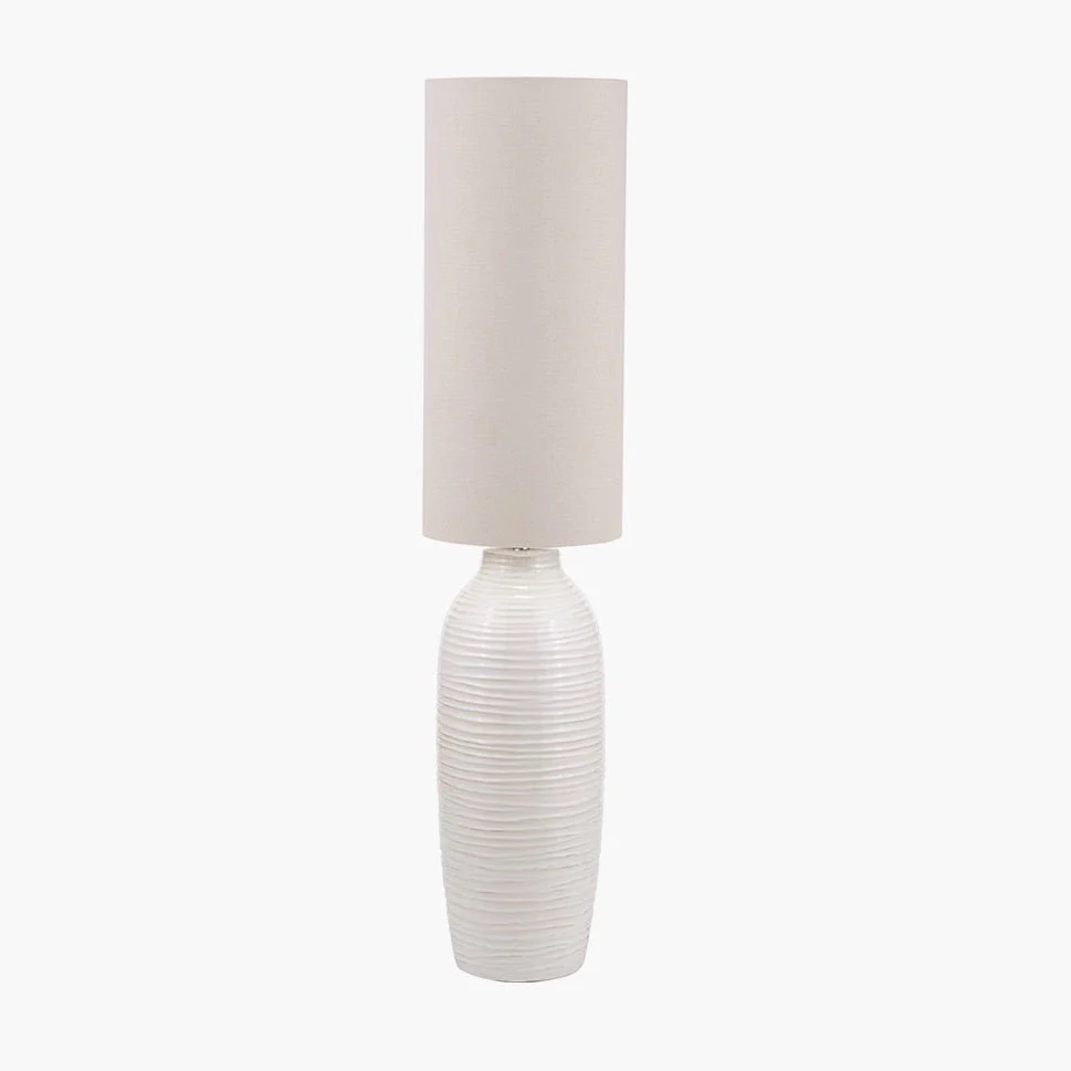Linnea Grooved Ceramic Floor Lamp - White - Image 2