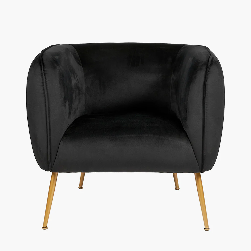 Lucca Black Velvet Chair with Gold Legs - Image 3