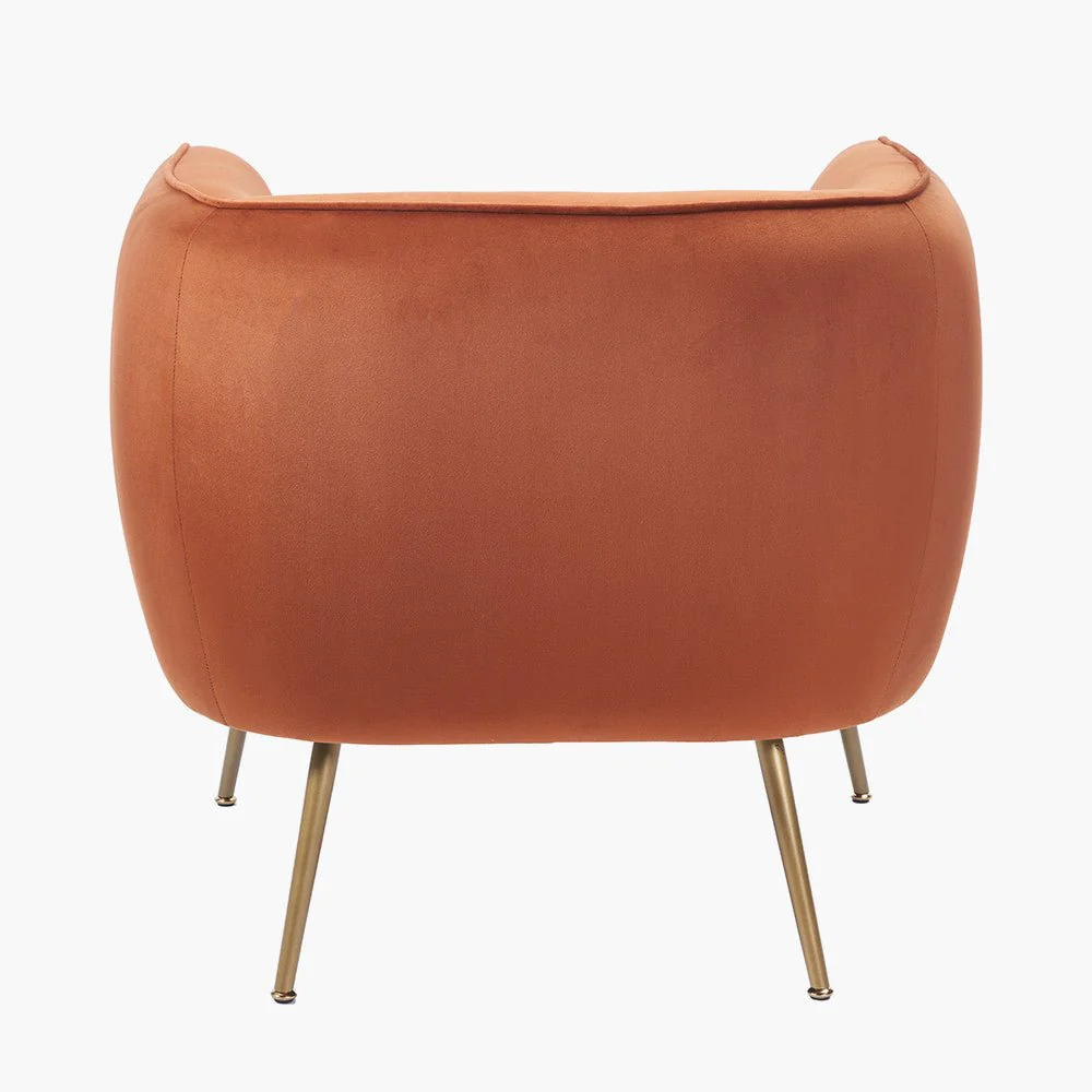 Lucca Tobacco Velvet Chair with Gold Legs - Image 5