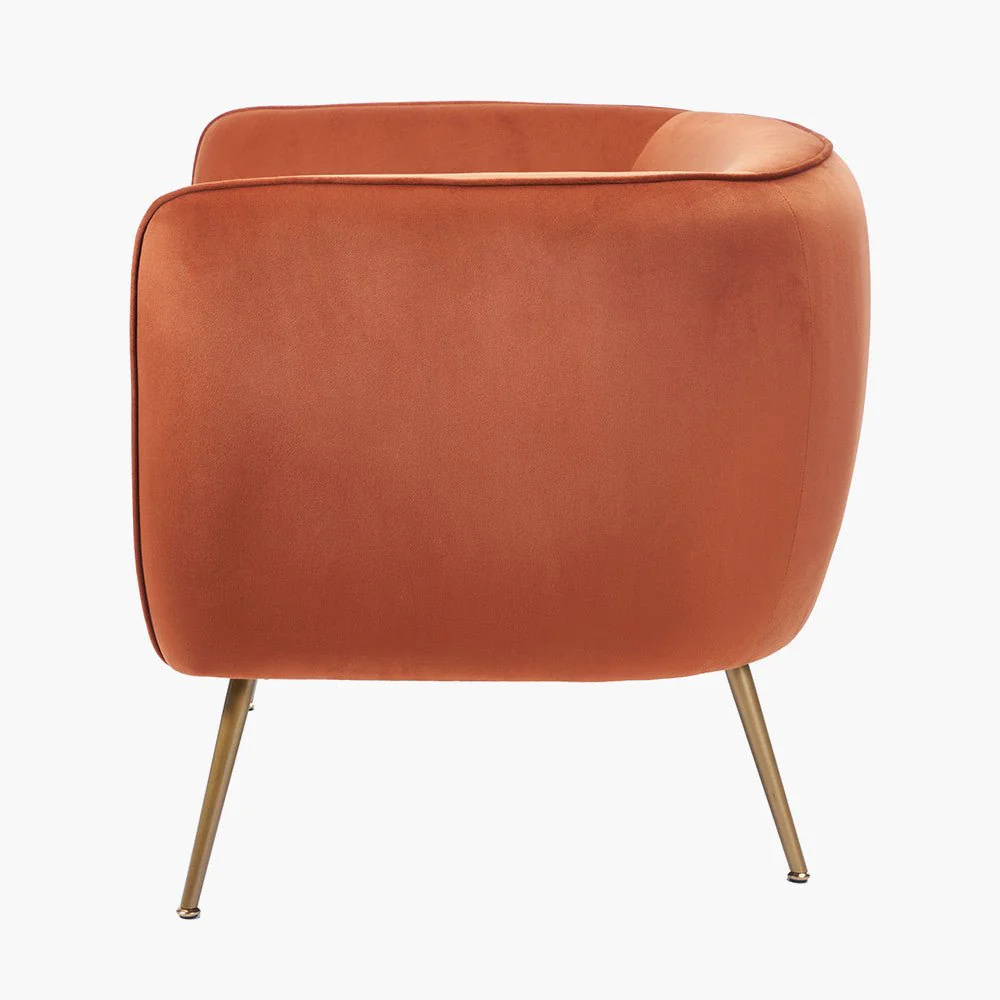 Lucca Tobacco Velvet Chair with Gold Legs - Image 6