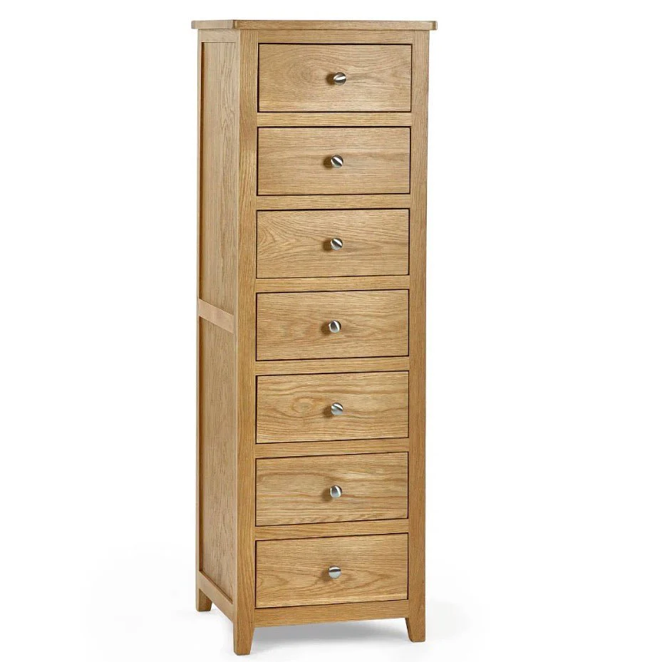 Mallory Oak 7 Drawer Tallboy Chest of Drawers - Image 4