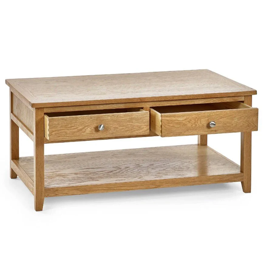 Mallory Oak Coffee Table with 2 Drawers - Image 2
