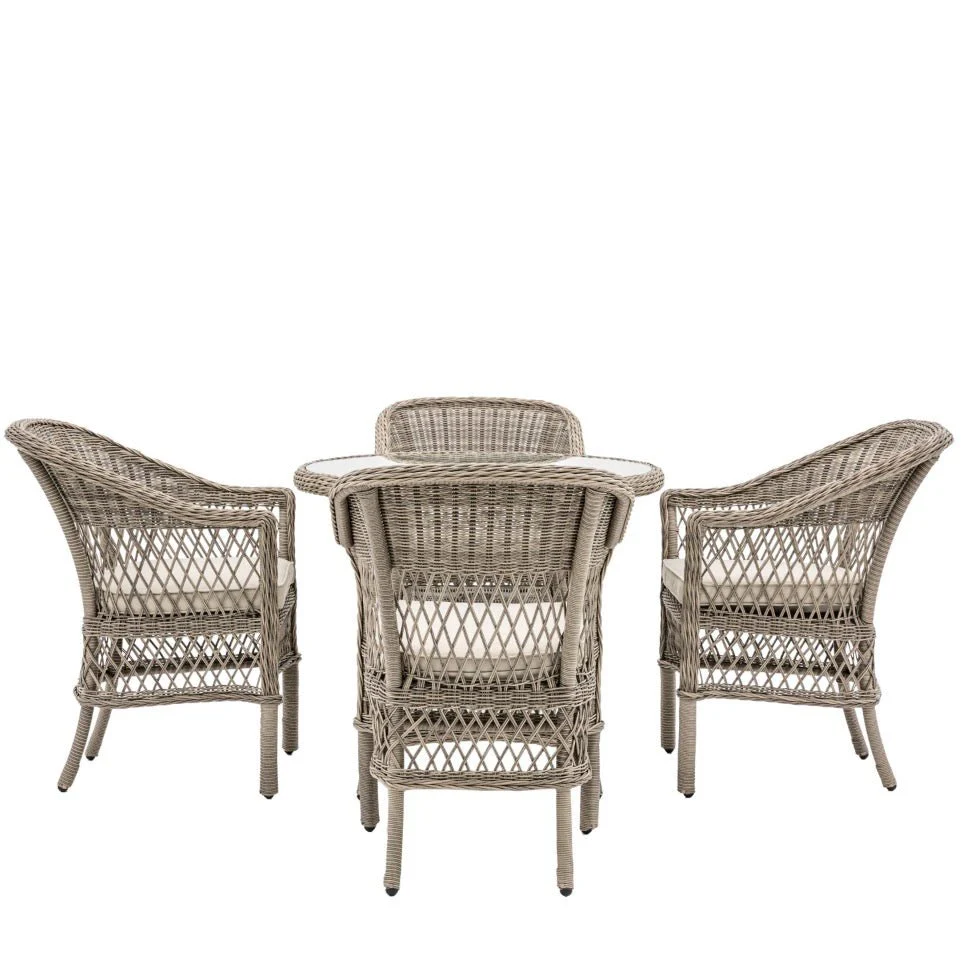 Menton 4 Seater Round Dining Table Set - Stone - Image 4