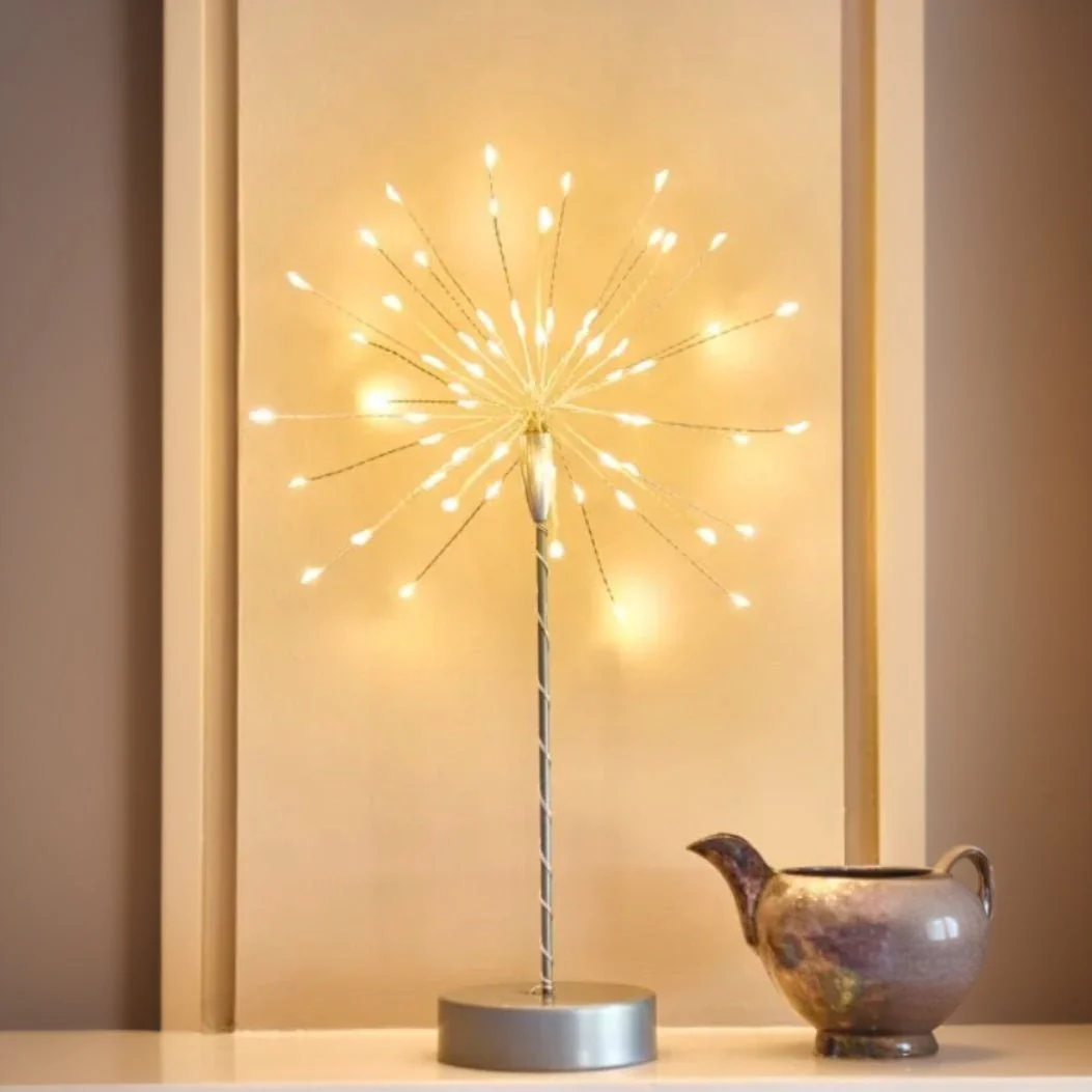 Mini Table Starburst with Warm White LEDs - Silver- Battery Powered - Image 2