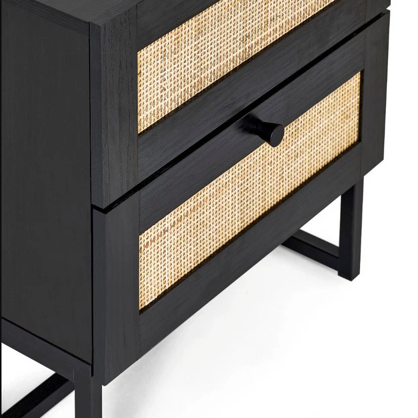 Padstow 2 Drawer Bedside - Black - Image 4