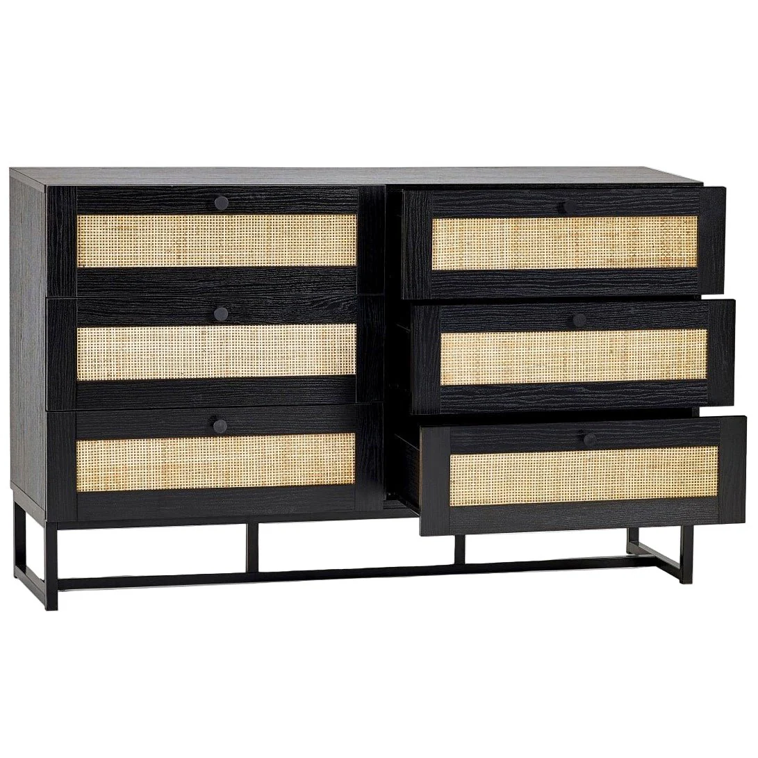 Padstow 6 Drawer Chest of Drawers - Black - Image 3