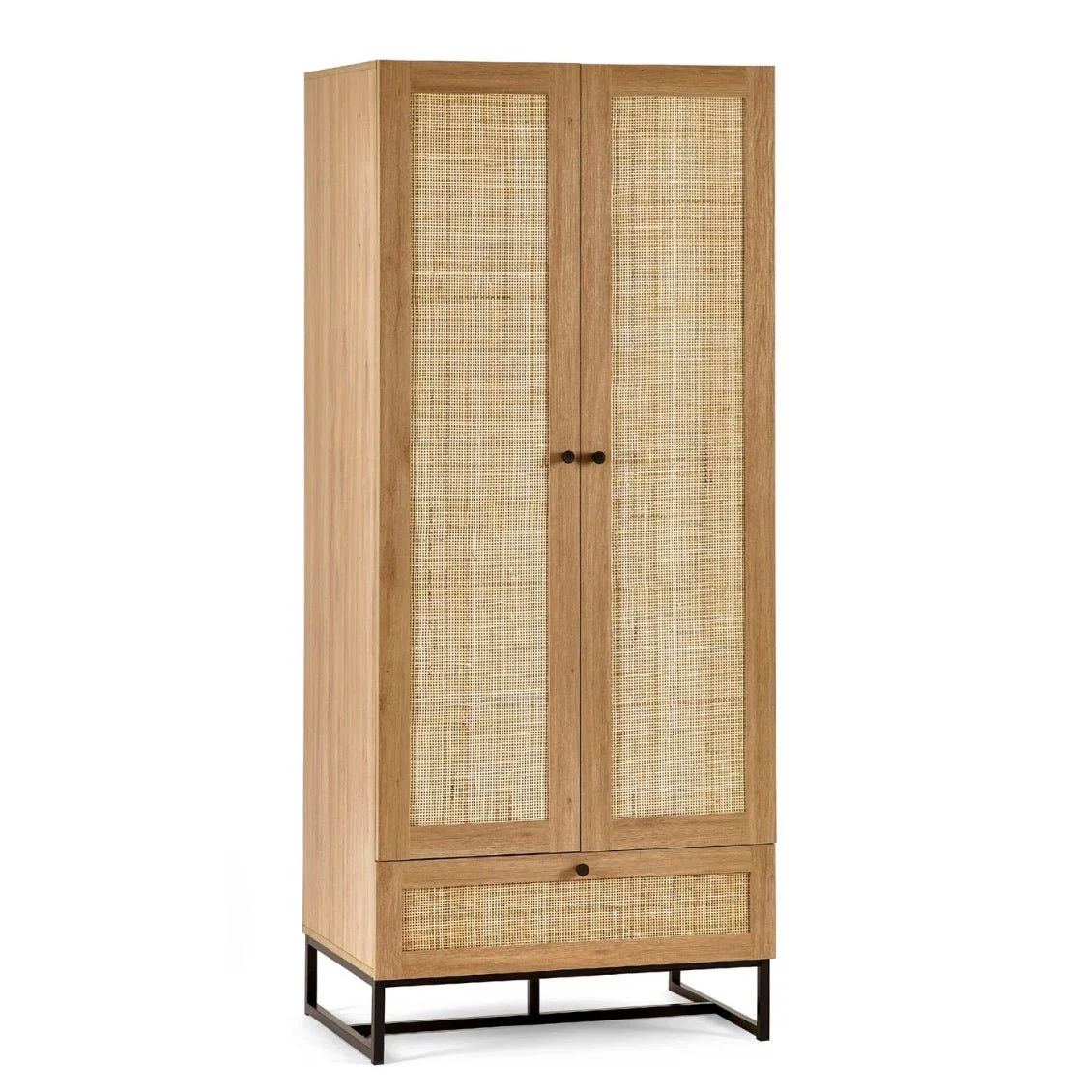 Padstow Double Wardrobe With Low Drawer - Oak - Image 2