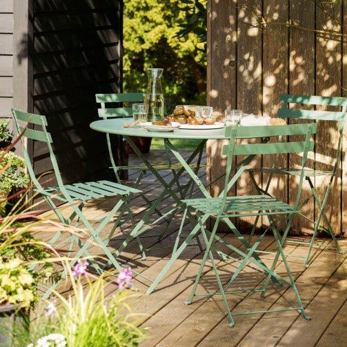 Rive Droite Garden Bistro Round Table and 4 Chairs - Thistle Green - Image 3