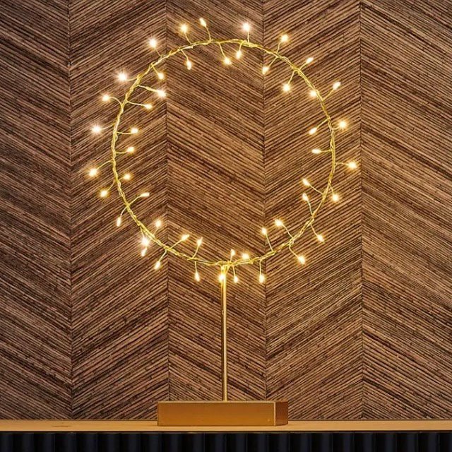 Round Table Aurora with Warm LED Light - Battery Powered - Gold - Image 2