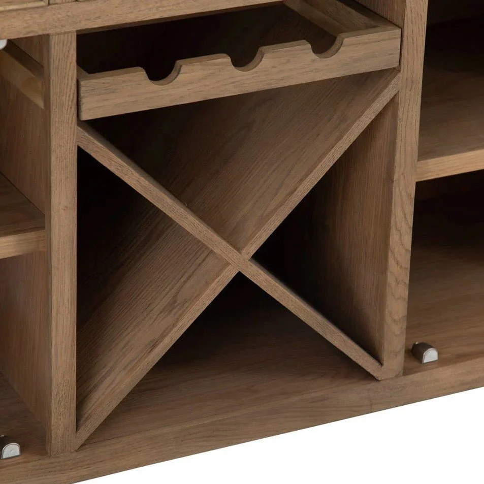 Rusper Oak 2 Door 3 Drawer Large Sideboard with Wine Storage - Image 10
