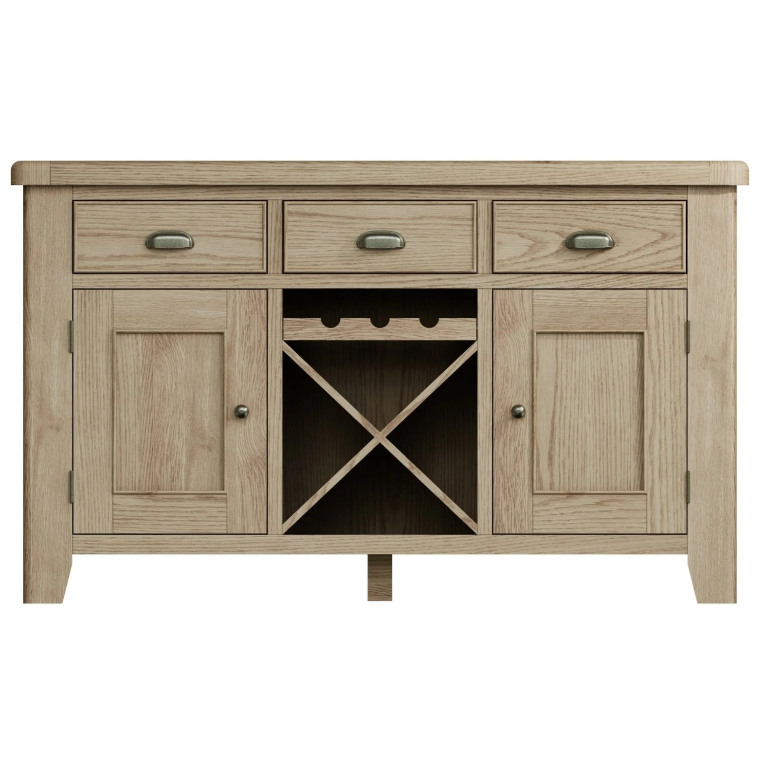 Rusper Oak 2 Door 3 Drawer Large Sideboard with Wine Storage - Image 2