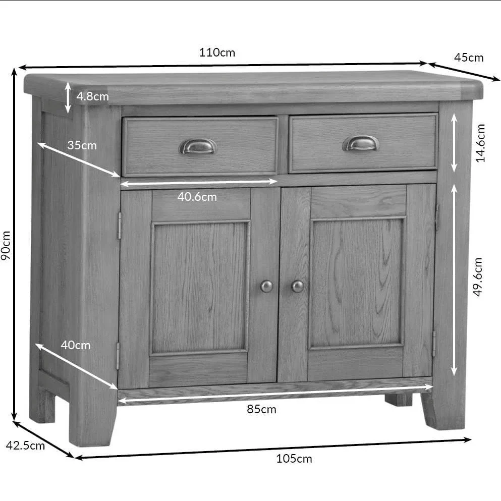Rusper Oak 2 Door 2 Drawer Small Sideboard - Image 11
