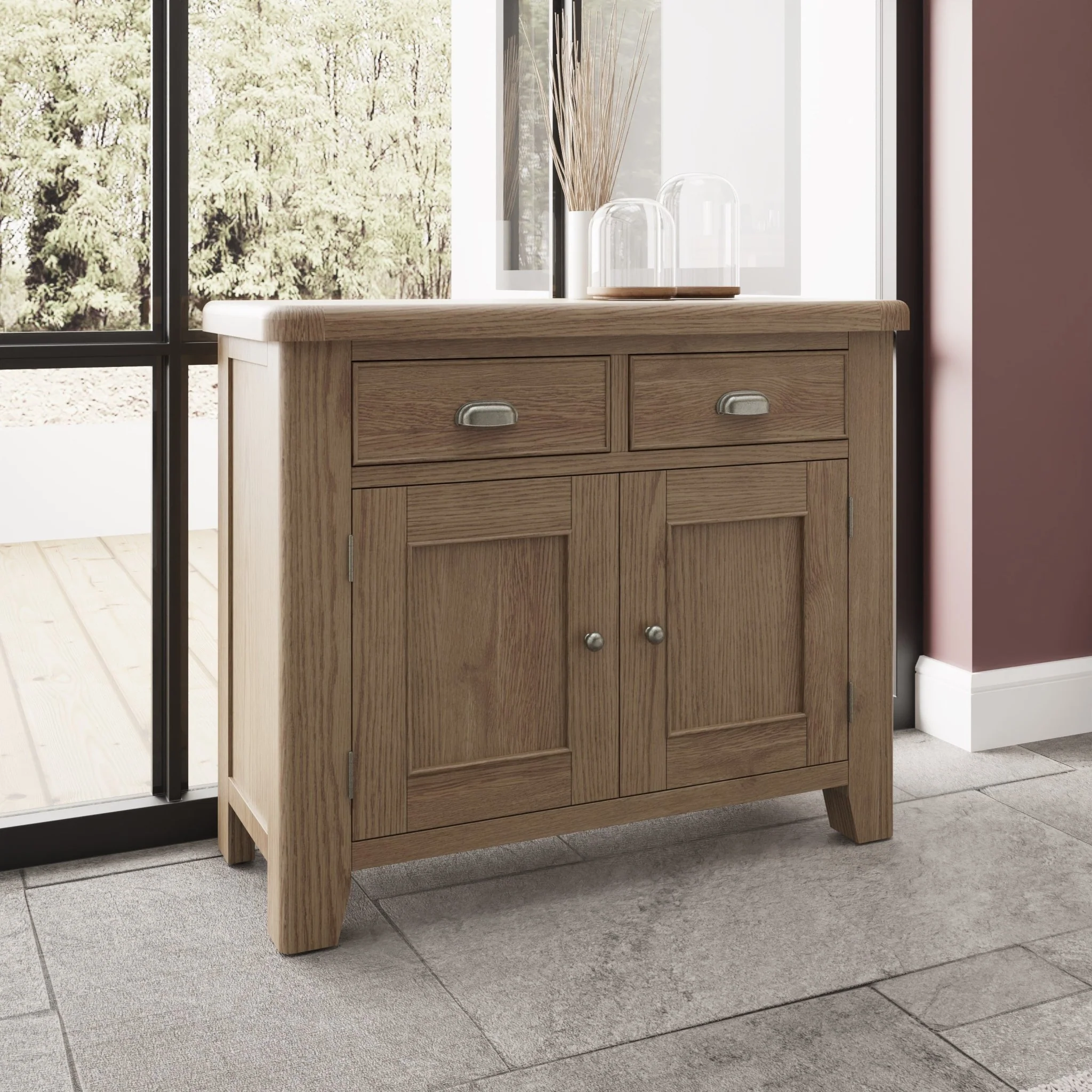 Rusper Oak 2 Door 2 Drawer Small Sideboard - Image 8