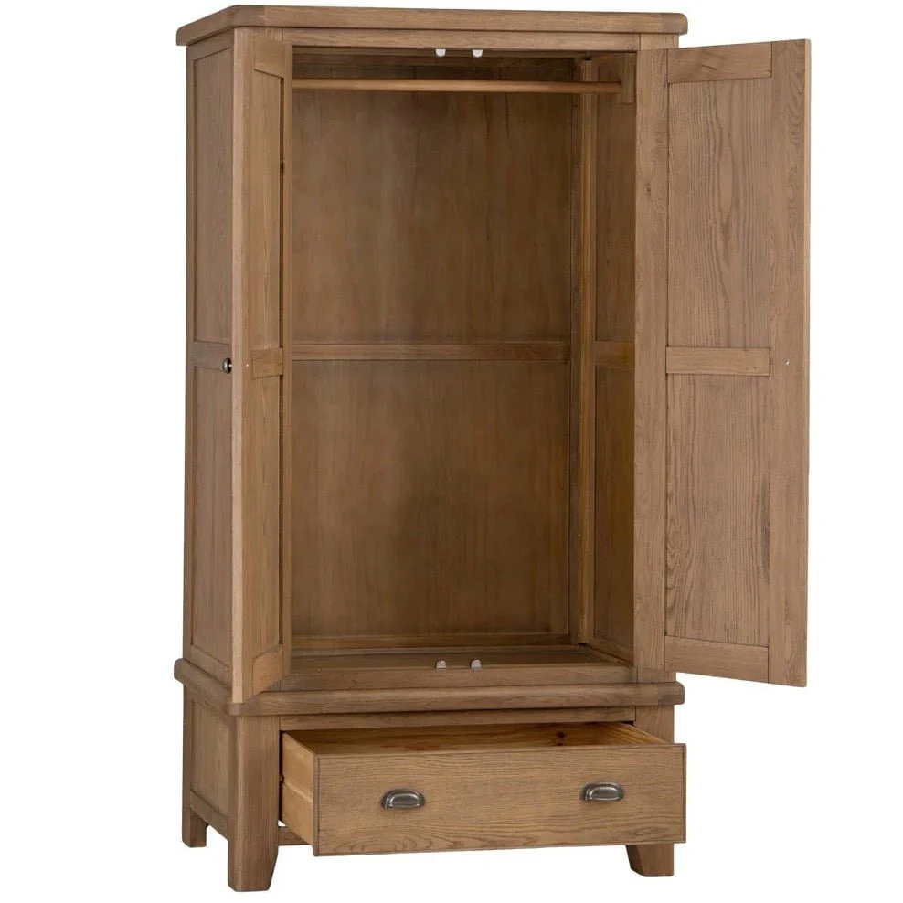 Rusper Oak 2 Door Wardrobe with Drawer - Image 4