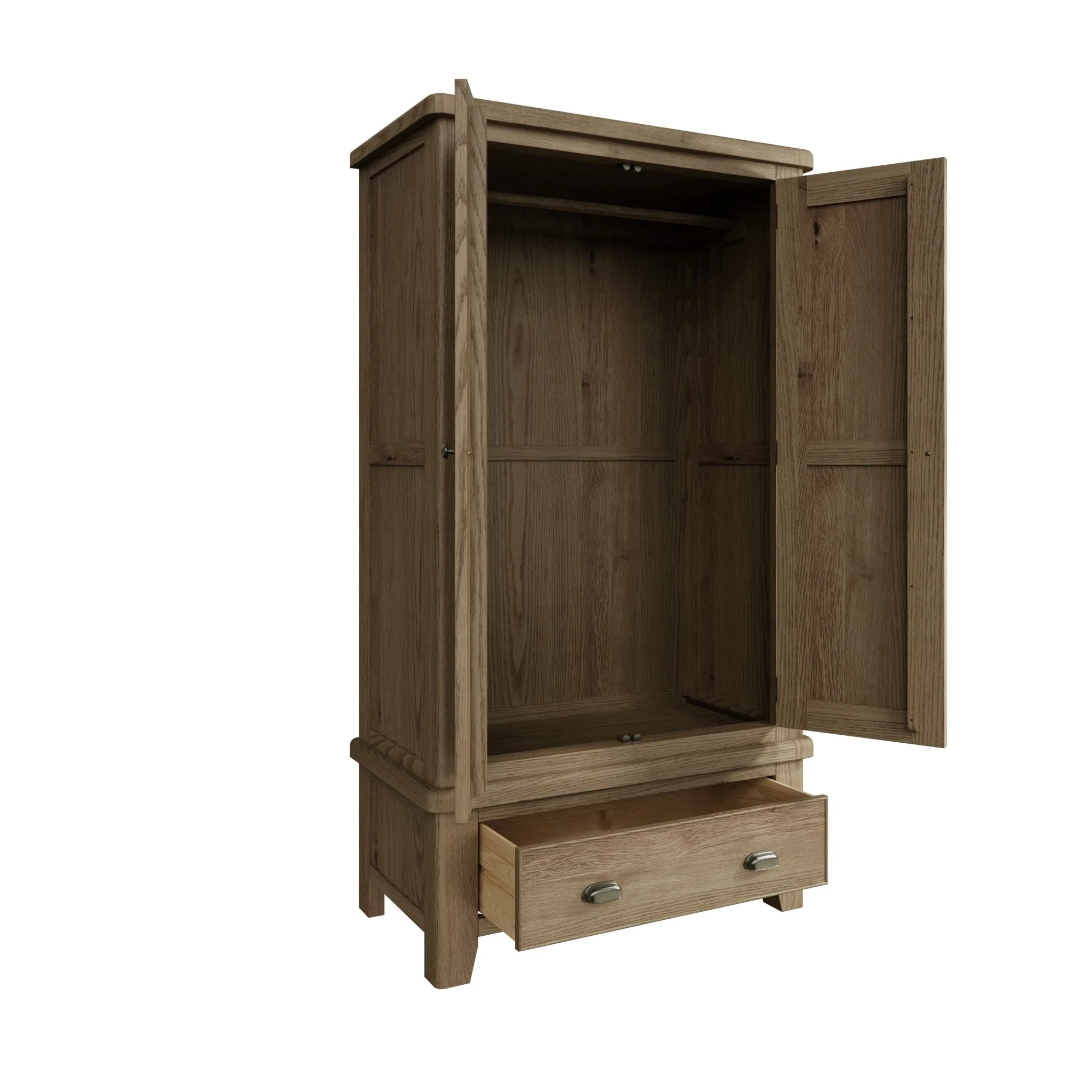 Rusper Oak 2 Door Wardrobe with Drawer - Image 8